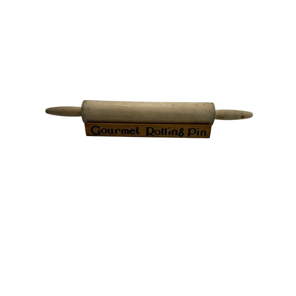 Vintage Wood Gourmet Rolling Pin with Decorative Wooden Display‎ Stand Base
